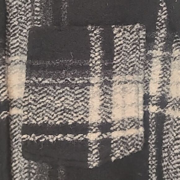 Gap Puff Sleeve Cropped Wool Shirt Jacket Black White Plaid Size L - Picture 5 of 15